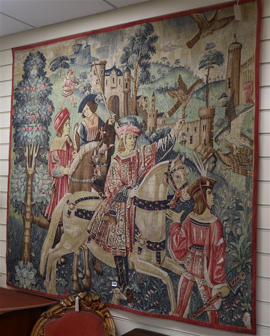 A Hines of Oxford tapestry hanging, depicting a classical scene 155 x 145cm